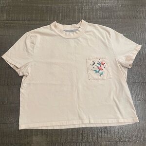 Volcom crop tee. Cream with “unite for this” graphic message. Feminine, rainbow